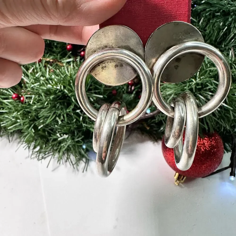 Silver hoop clip on earrings